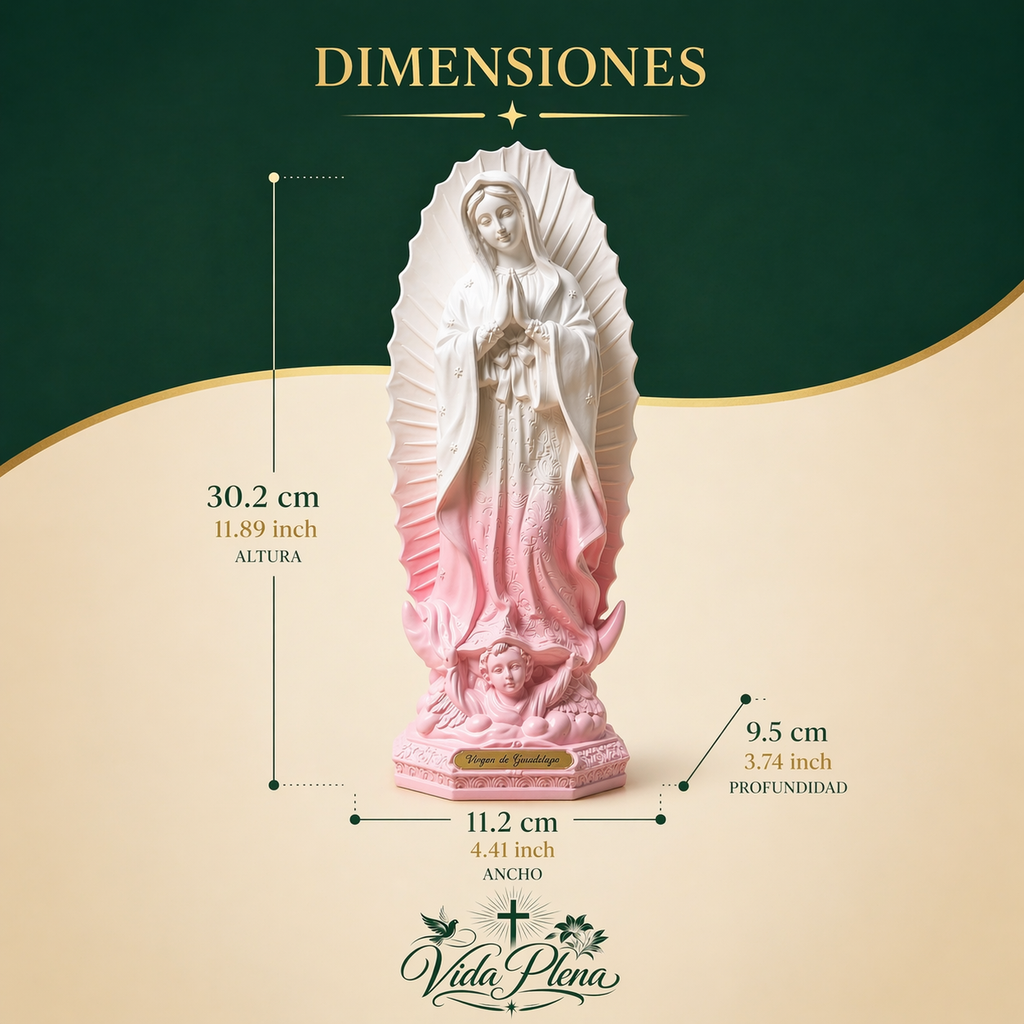 Escultura hecha a mano de la Virgen de Guadalupe