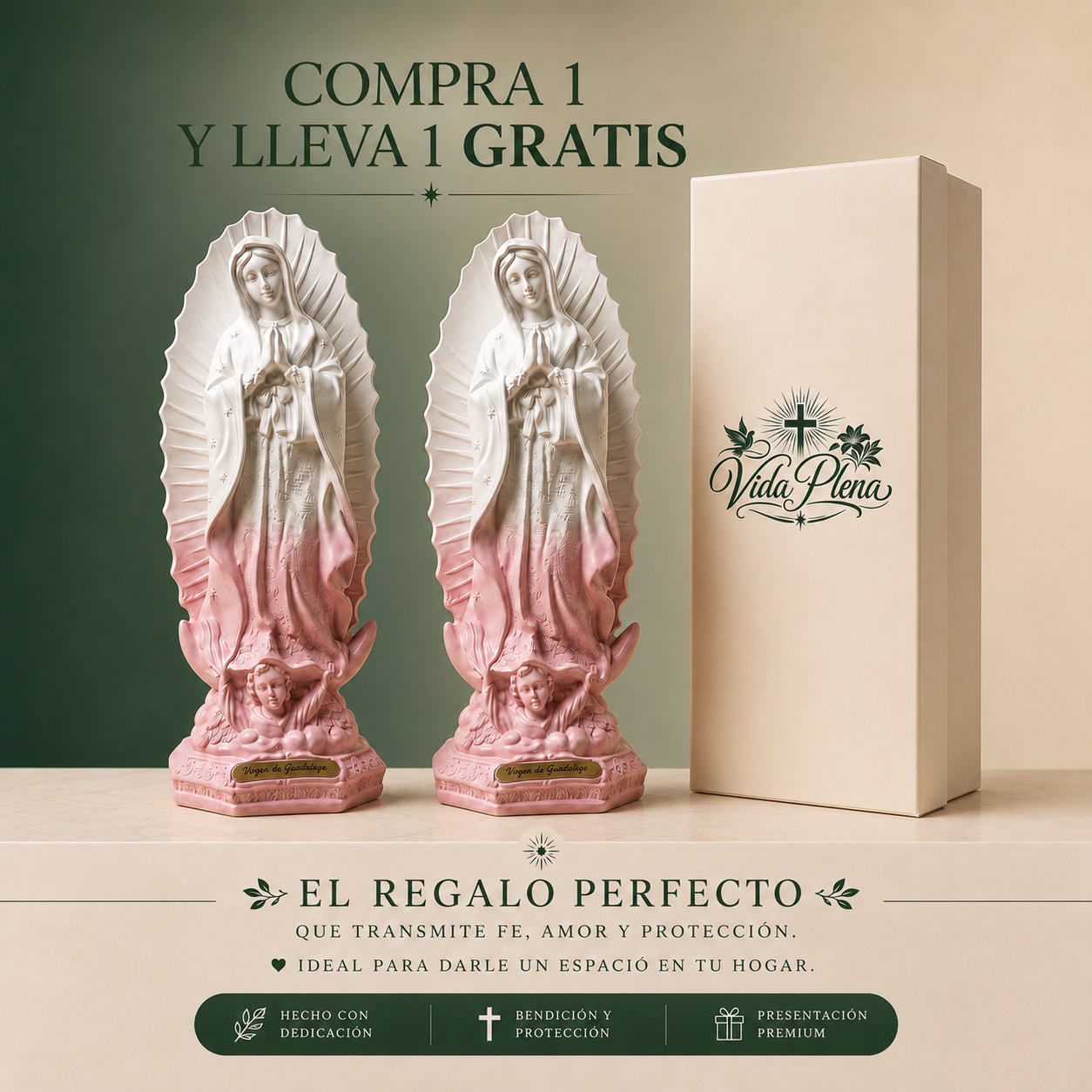 Escultura hecha a mano de la Virgen de Guadalupe