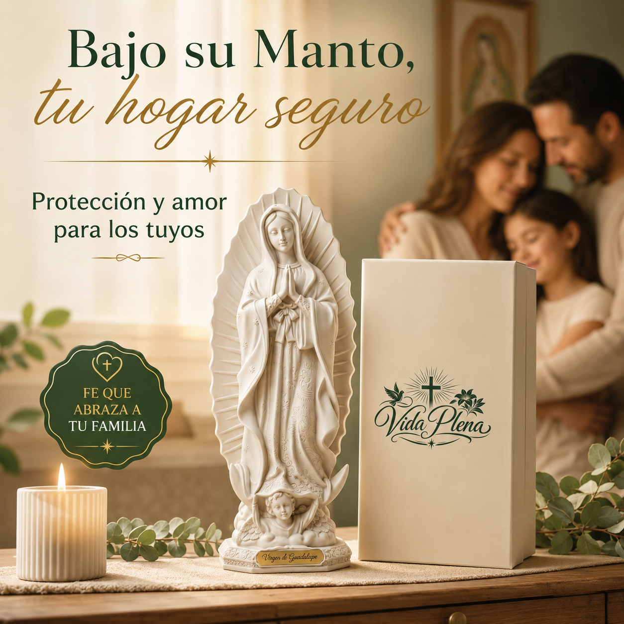 Escultura hecha a mano de la Virgen de Guadalupe