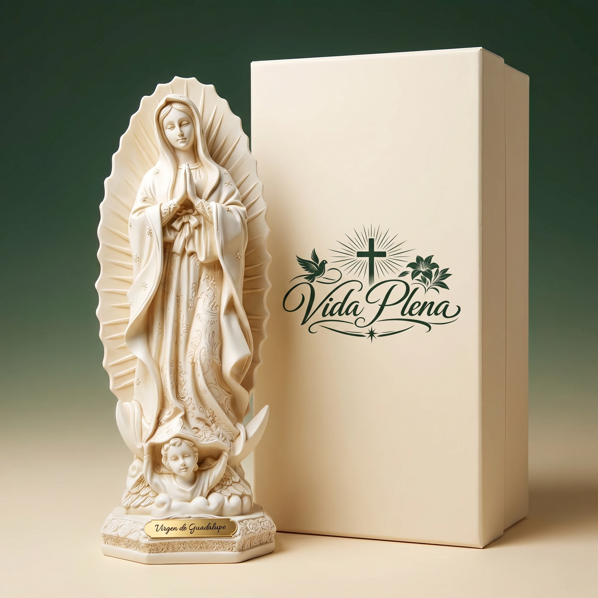 Escultura hecha a mano de la Virgen de Guadalupe