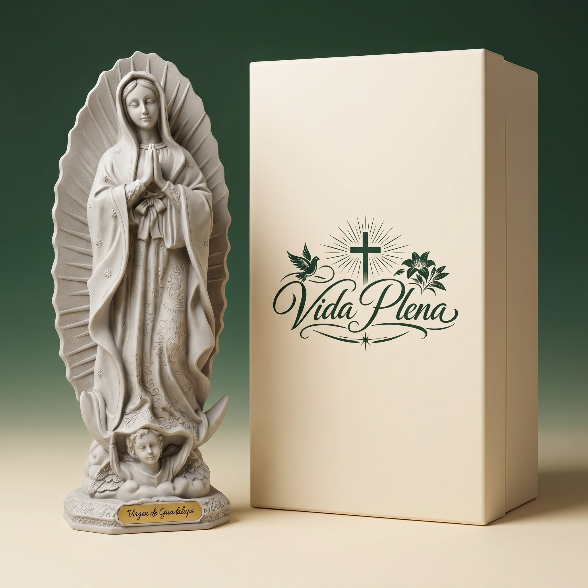 Escultura hecha a mano de la Virgen de Guadalupe